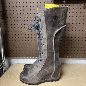 Sorel Boots Cate the Great Tall Wedge Brown Womens NL2175 Size 7